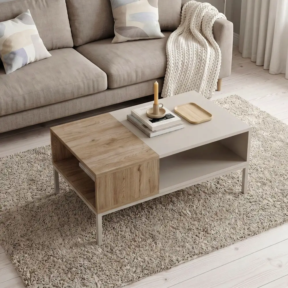 Τραπεζάκι σαλονιού Cailin Megapap χρώμα sandstone - sepet oak 90x56x40,6εκ. | GP037-0328,2