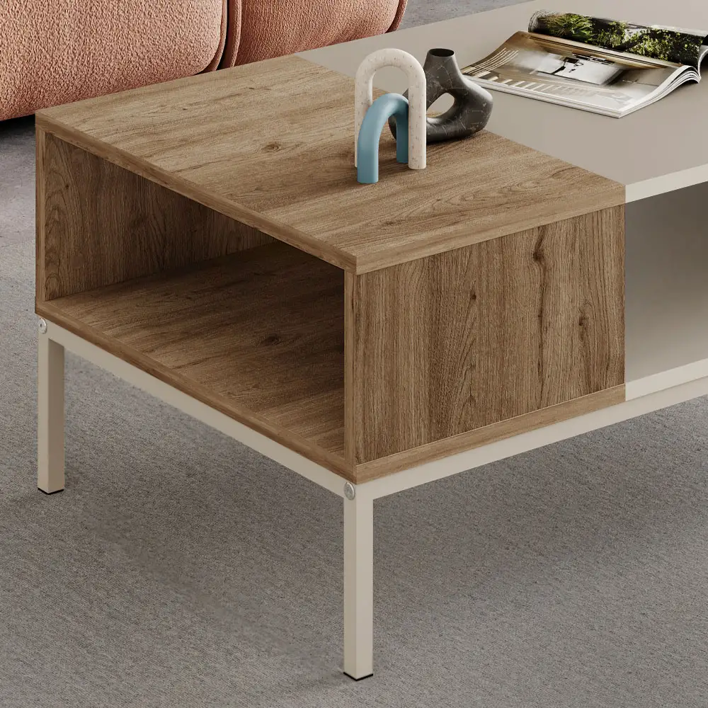 Τραπεζάκι σαλονιού Cailin Megapap χρώμα sandstone - sepet oak 90x56x40,6εκ. | GP037-0328,2