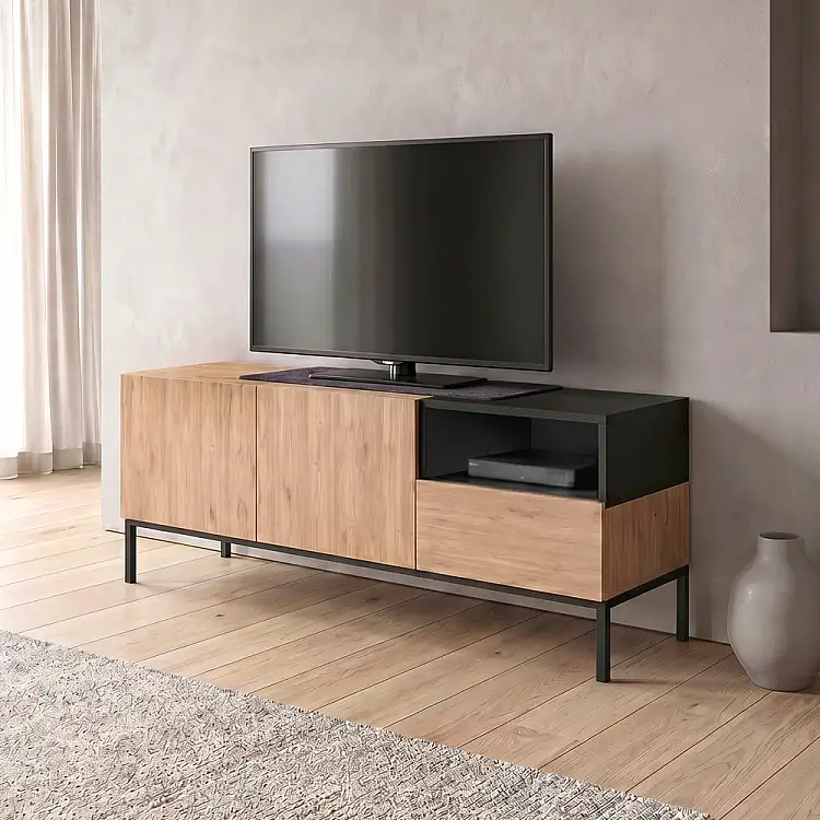 Έπιπλο τηλεόρασης Cailin Megapap χρώμα sepet oak - black wood 140x41,8x55εκ. | GP037-0329,1