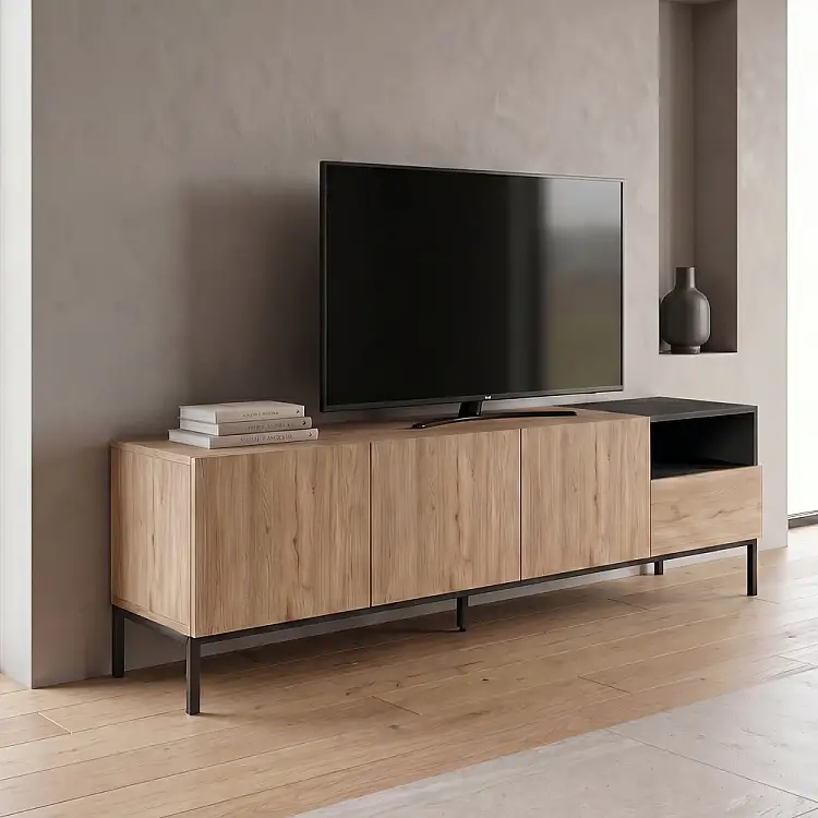 Έπιπλο τηλεόρασης Cailin Megapap χρώμα sepet oak - black wood 180x41,8x55εκ. | GP037-0330,1