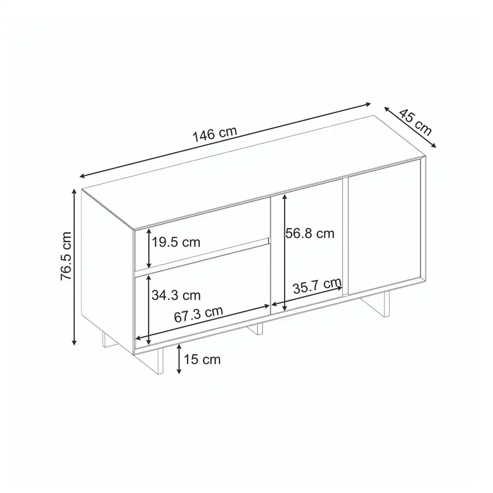 Μπουφές Capri Megapap χρώμα καρυδί milano 146x45x76,5εκ. | GP037-0331,1