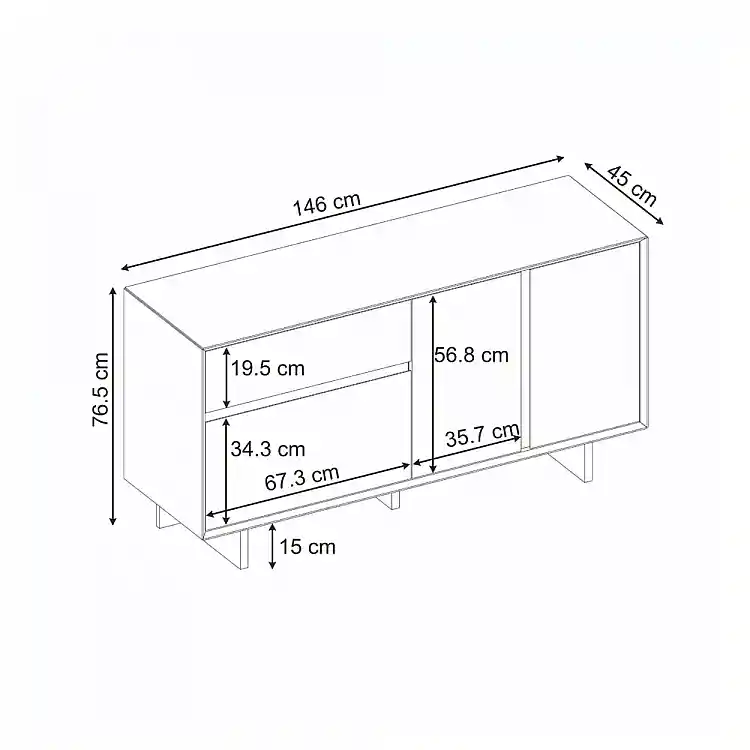 Μπουφές Capri Megapap χρώμα καρυδί milano 146x45x76,5εκ. | GP037-0331,1