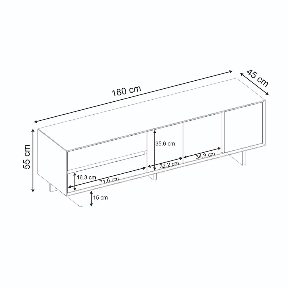 Έπιπλο τηλεόρασης Capri Megapap χρώμα sapphire oak 180x45x55εκ. | GP037-0332,2