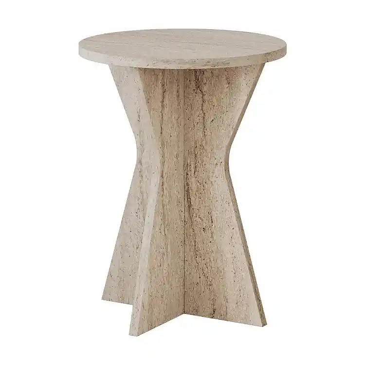 Τραπεζάκι βοηθητικό Lisa Megapap χρώμα travertine Ø40x51,8εκ. | GP037-0358,1