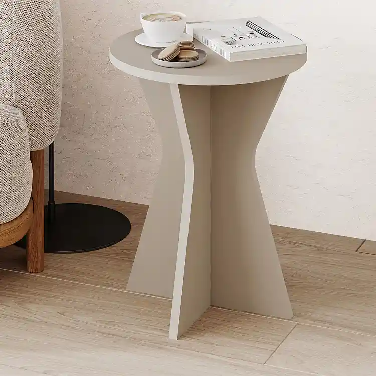 Τραπεζάκι βοηθητικό Lisa Megapap χρώμα sandstone Ø40x51,8εκ. | GP037-0358,2