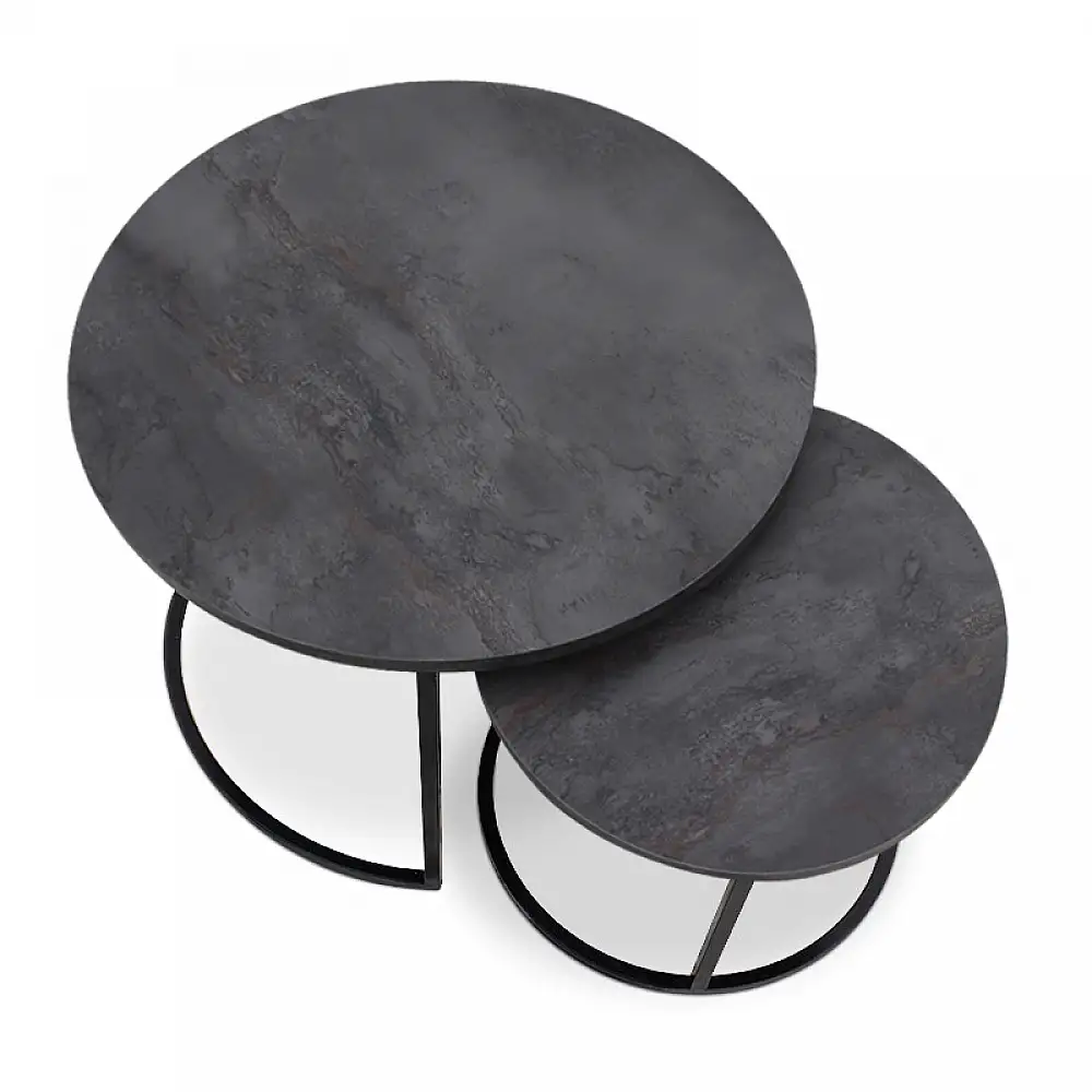 Τραπεζάκι σαλονιού σετ 2 τμχ Gary Megapap Mdf - μεταλλικό χρώμα σκούρο γκρι σκυροδέματος 65x65x44εκ. | GP038-0002,7