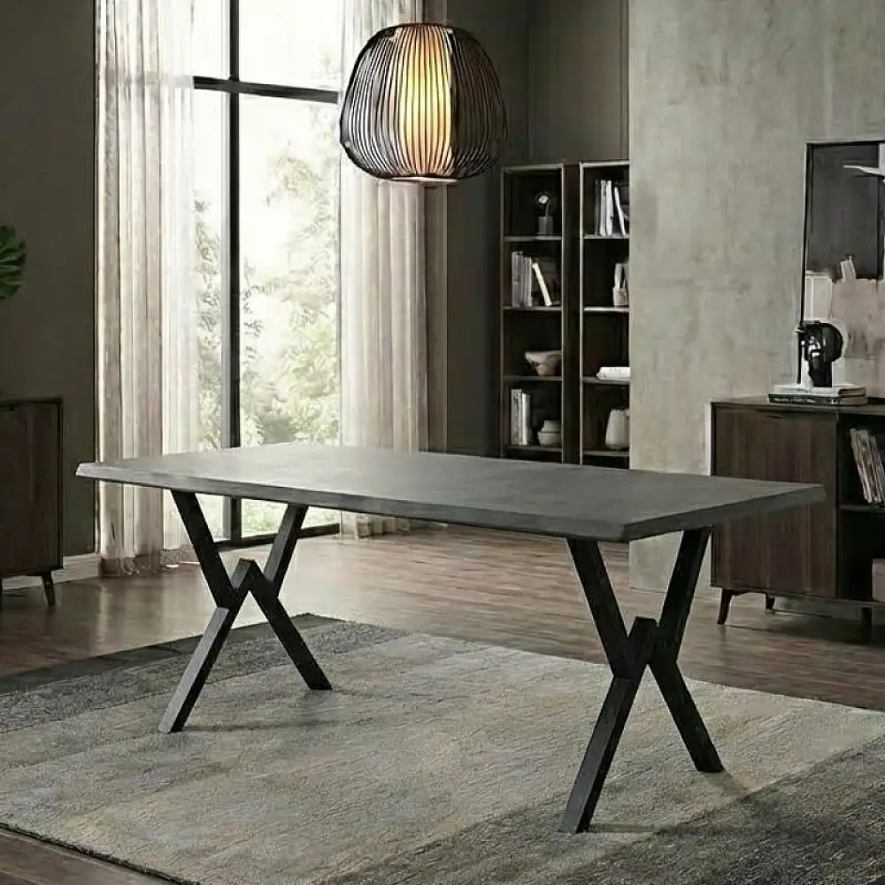 Τραπέζι Walter Megapap Mdf - μεταλλικό χρώμα σκούρο γκρι σκυροδέματος 200x100x75εκ. | GP038-0005,3