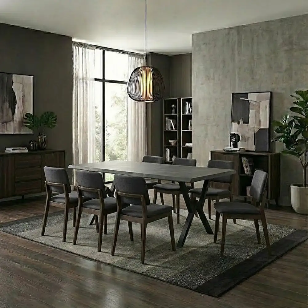 Τραπέζι Walter Megapap Mdf - μεταλλικό χρώμα σκούρο γκρι σκυροδέματος 200x100x75εκ. | GP038-0005,3