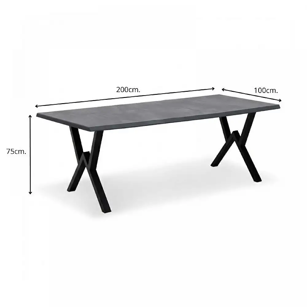 Τραπέζι Walter Megapap Mdf - μεταλλικό χρώμα σκούρο γκρι σκυροδέματος 200x100x75εκ. | GP038-0005,3