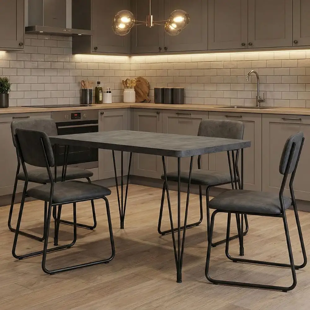 Τραπέζι Roger Megapap Mdf - μεταλλικό χρώμα σκούρο γκρι σκυροδέματος 120x70x75εκ. | GP038-0011,3