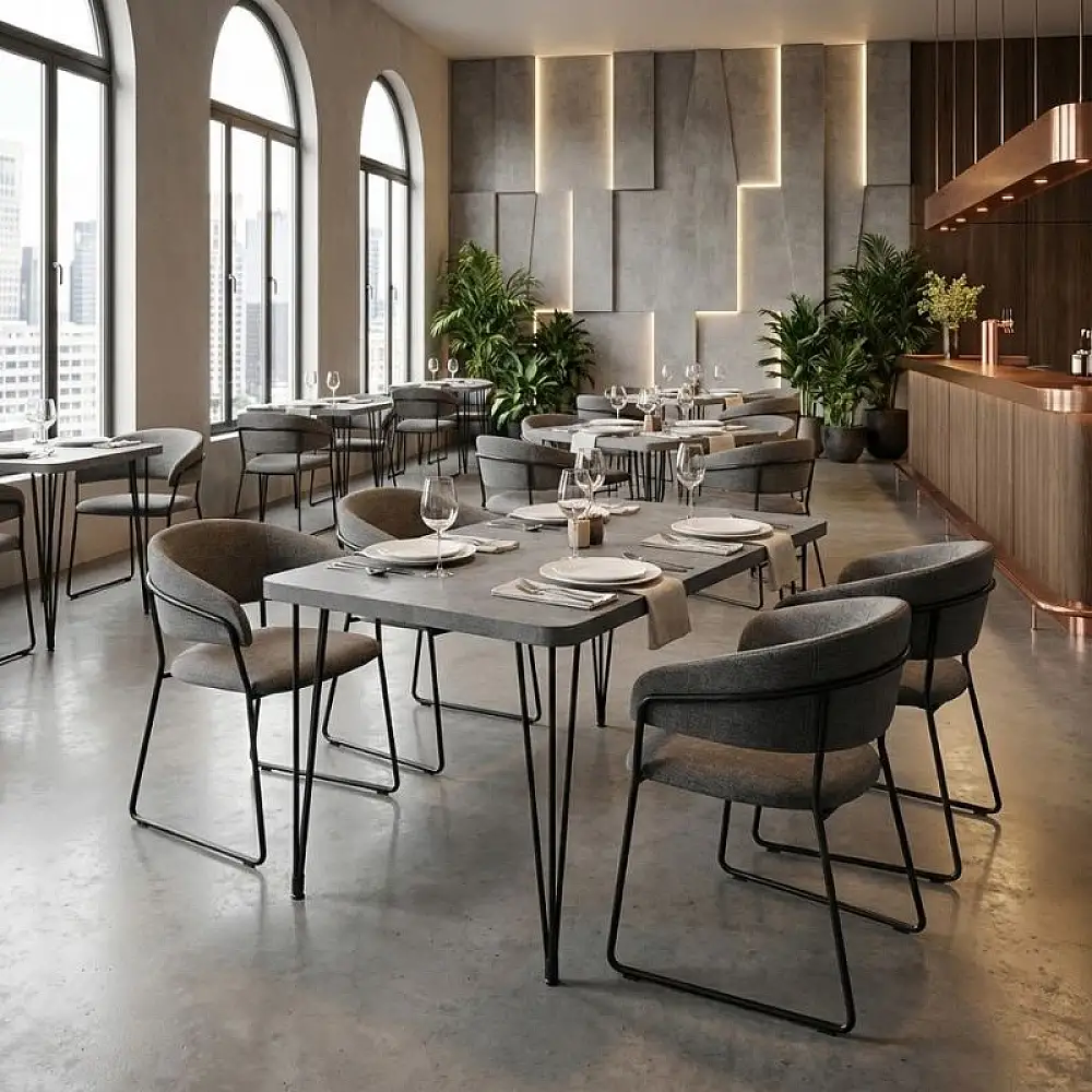 Τραπέζι Roger Megapap Mdf - μεταλλικό χρώμα σκούρο γκρι σκυροδέματος 120x70x75εκ. | GP038-0011,3