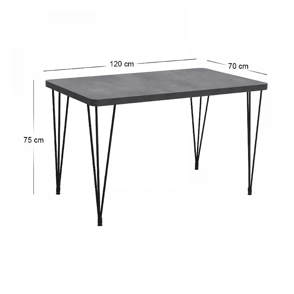 Τραπέζι Roger Megapap Mdf - μεταλλικό χρώμα σκούρο γκρι σκυροδέματος 120x70x75εκ. | GP038-0011,3
