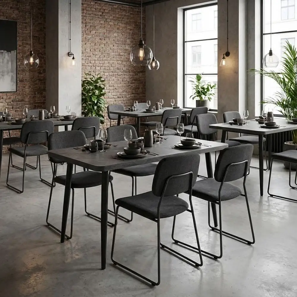 Τραπέζι Levico Megapap Mdf - μεταλλικό χρώμα σκούρο γκρι σκυροδέματος 120x70x75εκ. | GP038-0012,3