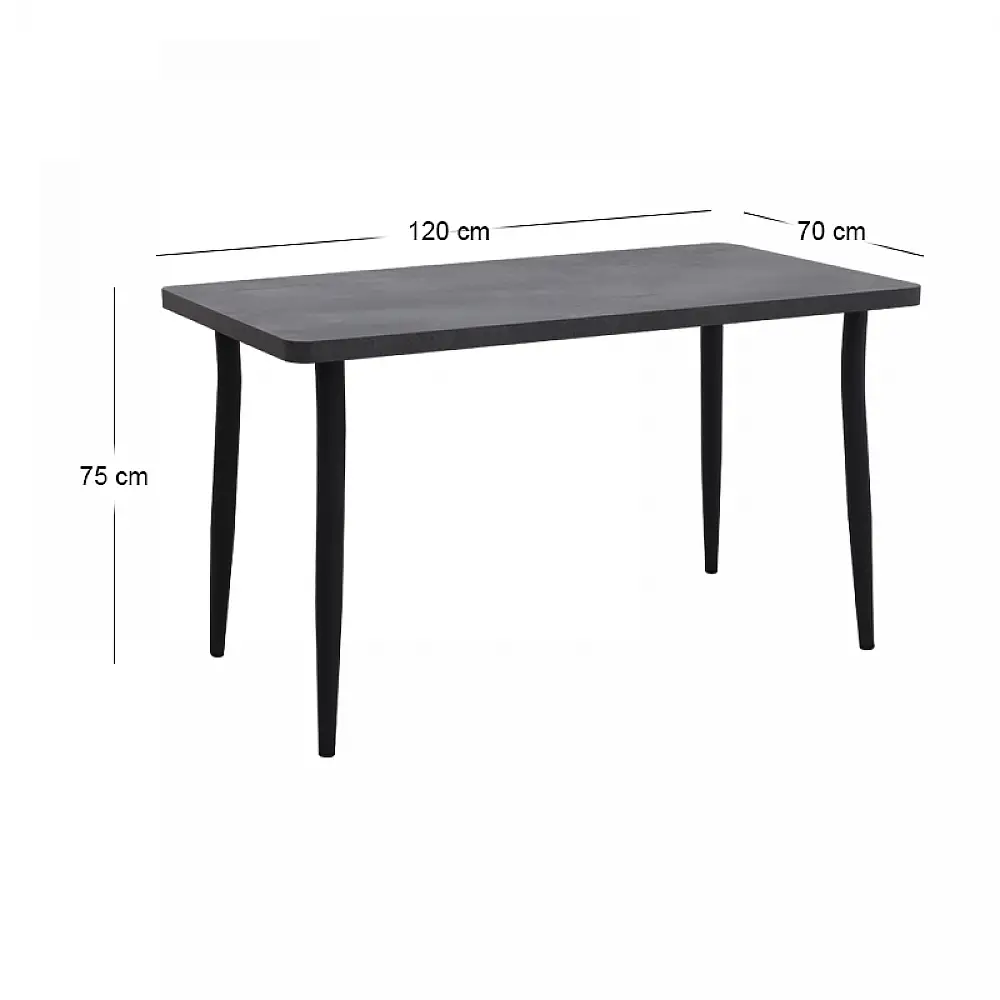 Τραπέζι Levico Megapap Mdf - μεταλλικό χρώμα σκούρο γκρι σκυροδέματος 120x70x75εκ. | GP038-0012,3