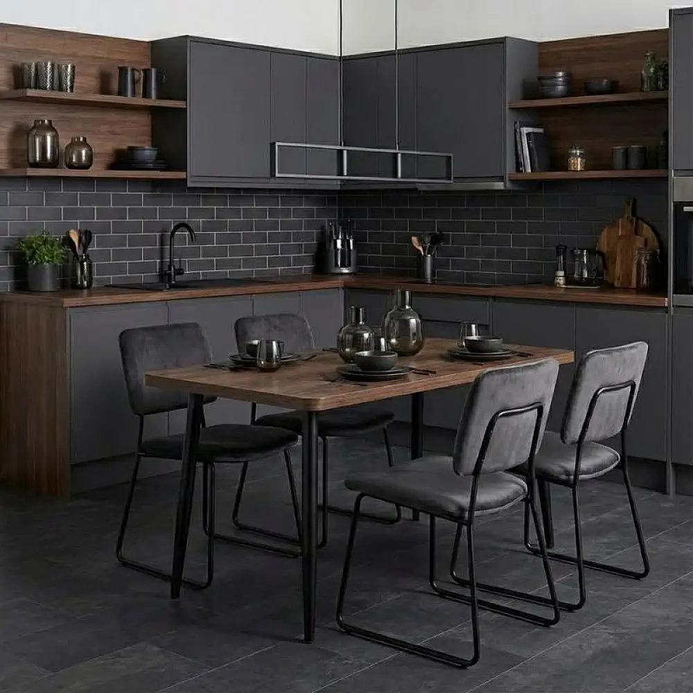 Τραπέζι Levico Megapap Mdf - μεταλλικό χρώμα καπνιστή καρυδιά 130x75x75εκ. | GP038-0028,2