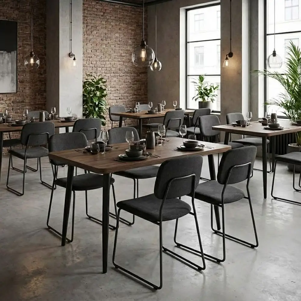 Τραπέζι Levico Megapap Mdf - μεταλλικό χρώμα καπνιστή καρυδιά 130x75x75εκ. | GP038-0028,2