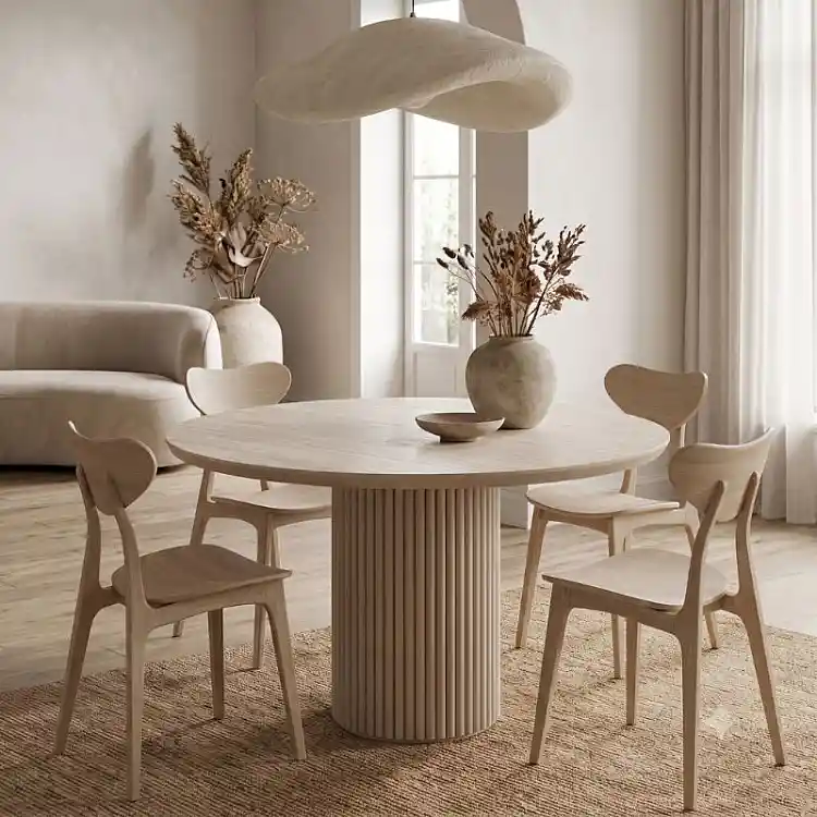 Τραπέζι Hazar Megapap Mdf χρώμα travertine - sandstone Ø119,5x76εκ. | GP038-0034,1