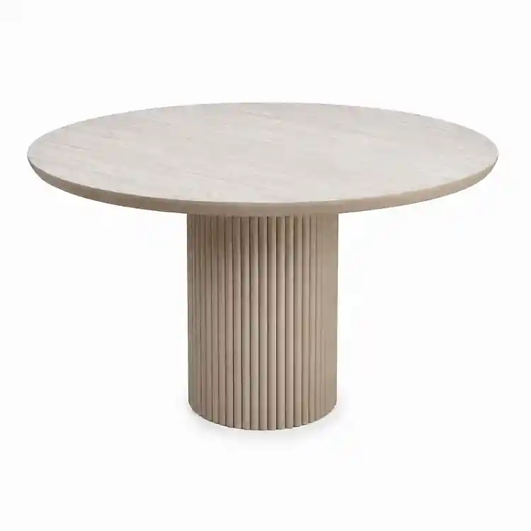 Τραπέζι Hazar Megapap Mdf χρώμα travertine - sandstone Ø119,5x76εκ. | GP038-0034,1