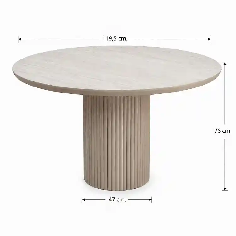 Τραπέζι Hazar Megapap Mdf χρώμα travertine - sandstone Ø119,5x76εκ. | GP038-0034,1