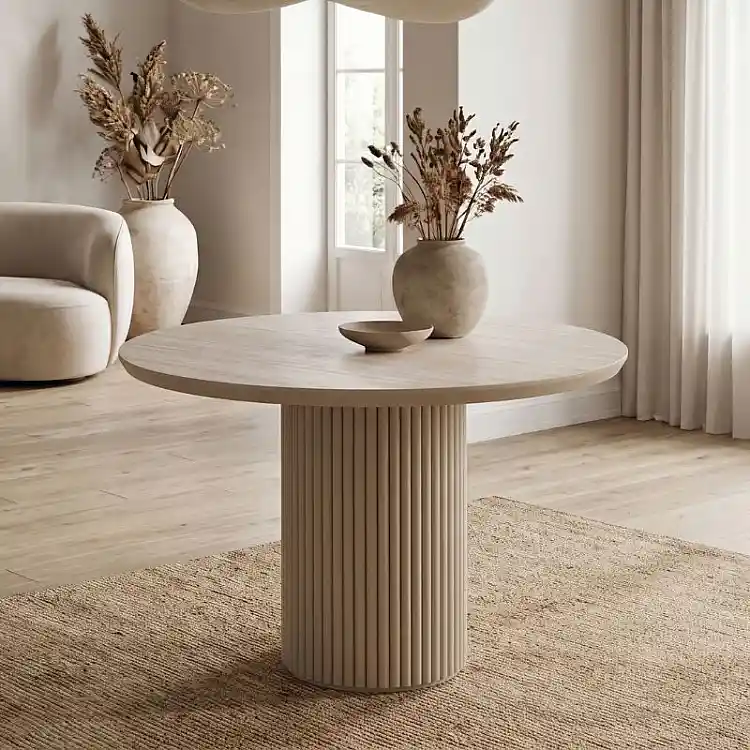 Τραπέζι Hazar Megapap Mdf χρώμα travertine - sandstone Ø100,5x76εκ. | GP038-0035,1