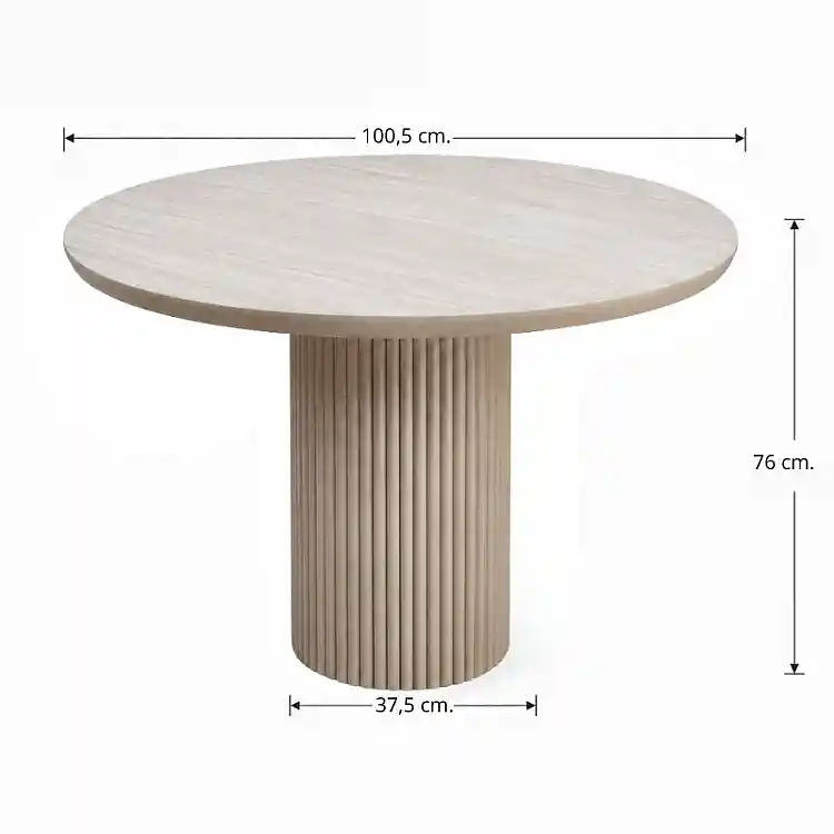 Τραπέζι Hazar Megapap Mdf χρώμα travertine - sandstone Ø100,5x76εκ. | GP038-0035,1