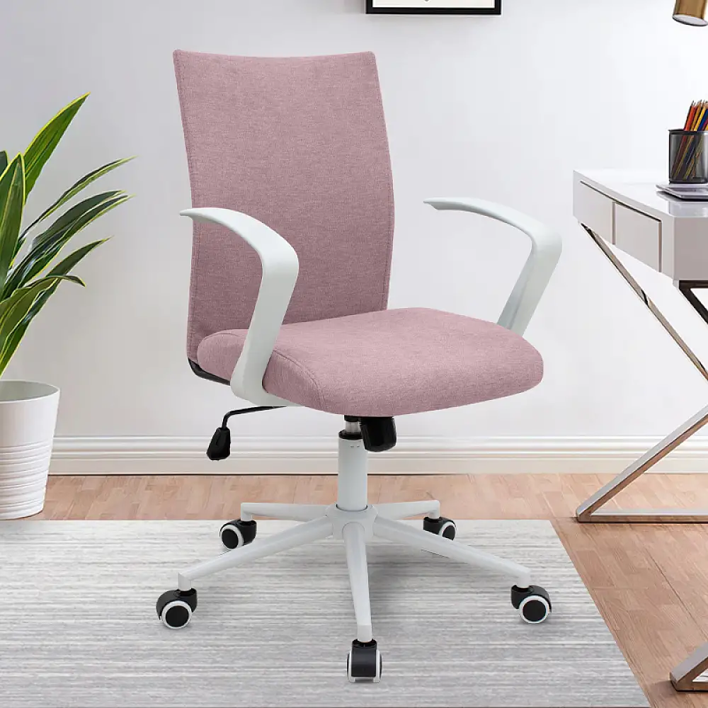 Καρέκλα γραφείου Berlin Megapap υφασμάτινη χρώμα ροζ - λευκό 64x63x89/96εκ. | GP040-0015,2