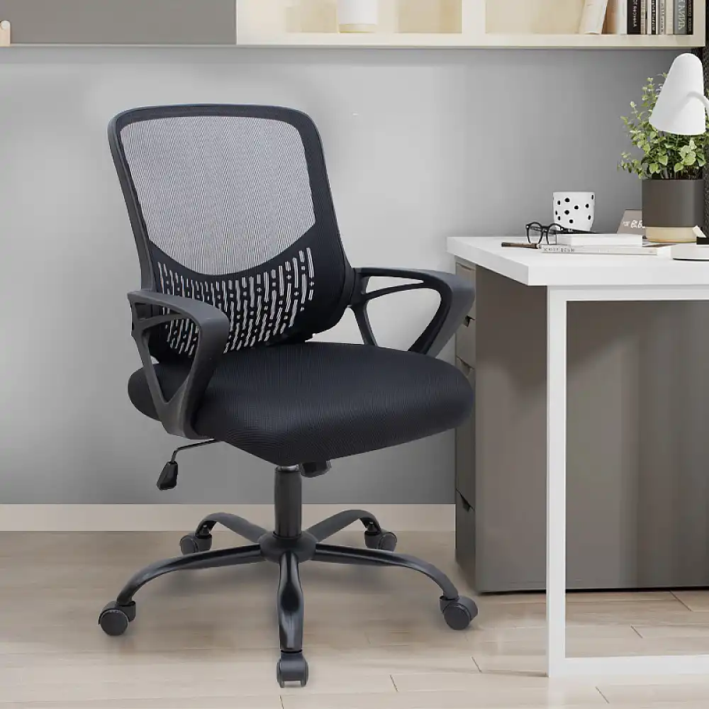 Καρέκλα γραφείου Freda Megapap με ύφασμα Mesh χρώμα μαύρο 65x65x90/100εκ. | GP040-0020,1