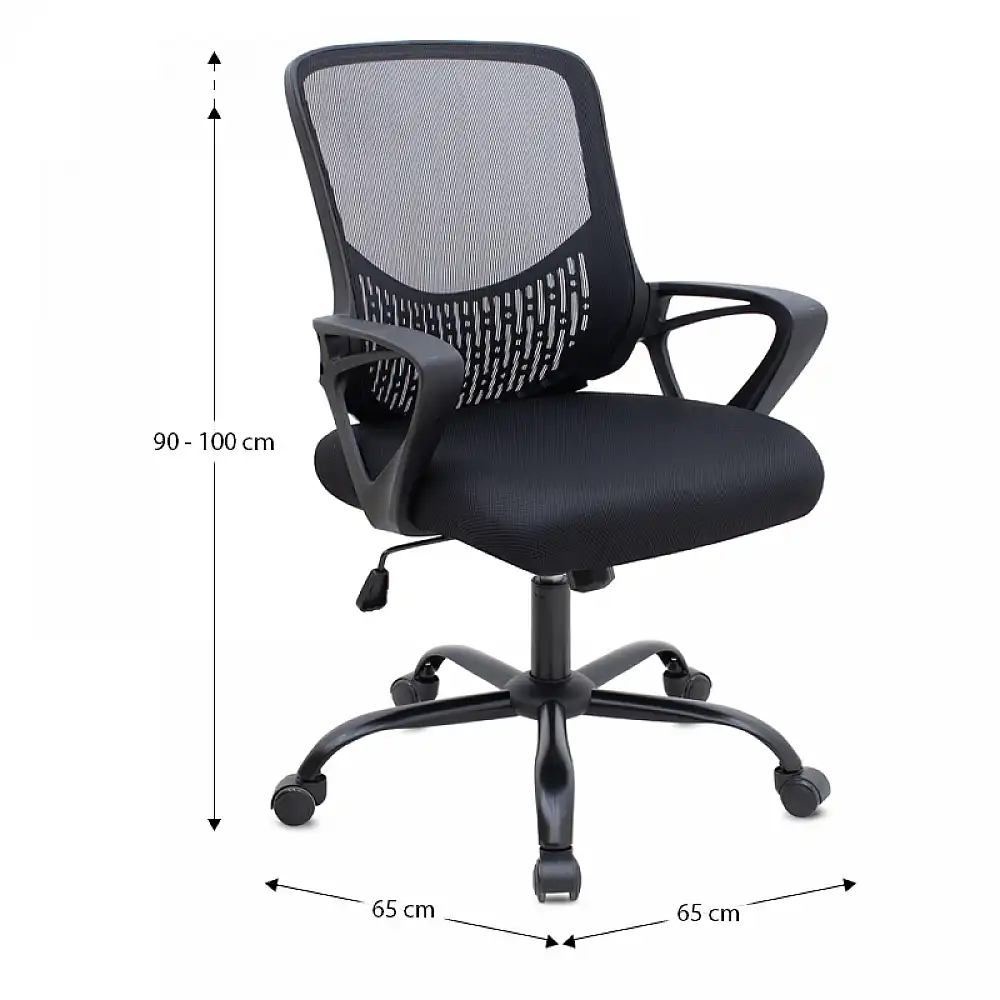 Καρέκλα γραφείου Freda Megapap με ύφασμα Mesh χρώμα μαύρο 65x65x90/100εκ. | GP040-0020,1