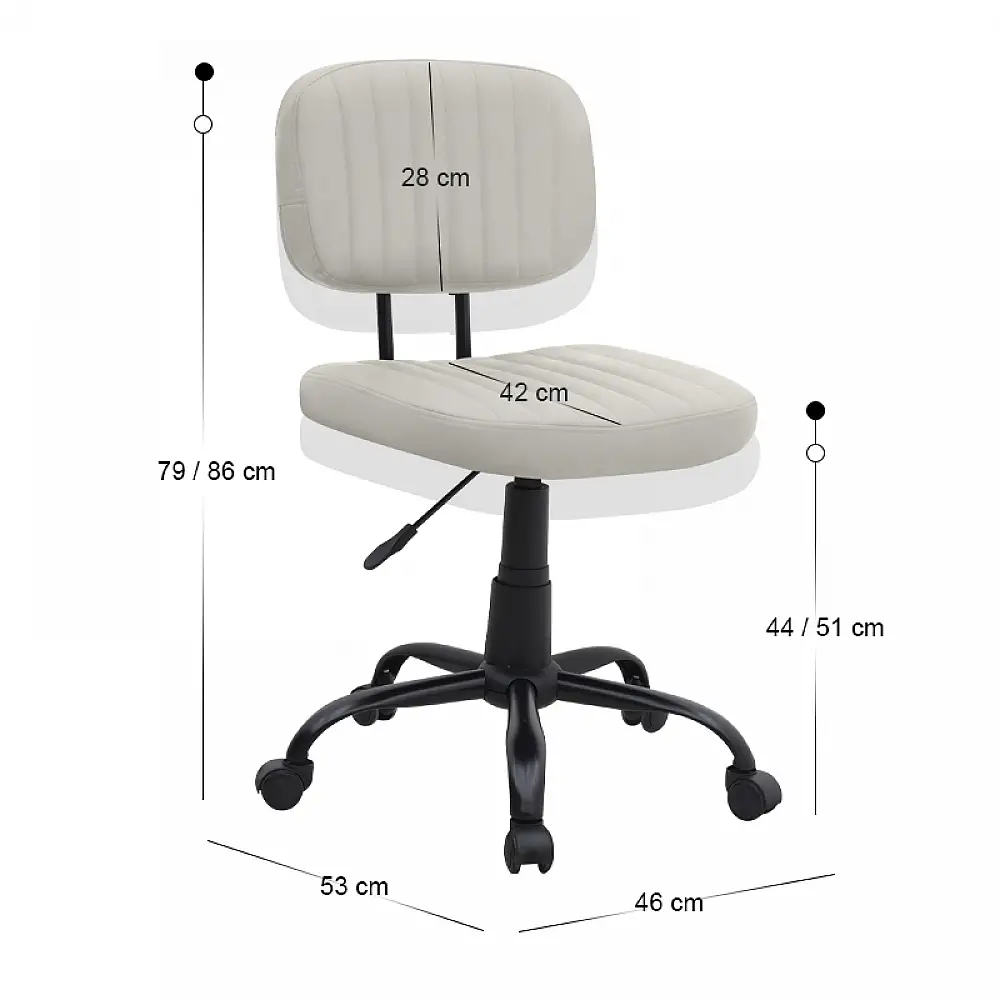 Καρέκλα γραφείου Romano Megapap από τεχνόδερμα χρώμα λευκό 46x53x79/86εκ. | GP040-0023,2