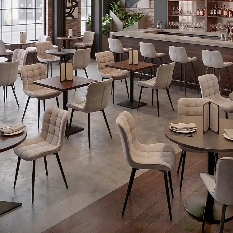 Καρέκλα τραπεζαρίας Chiara Megapap μπεζ ύφασμα - μεταλλικό μαύρο πόδι 48x58x81εκ. | GP040-0024,4 | 2 τμχ