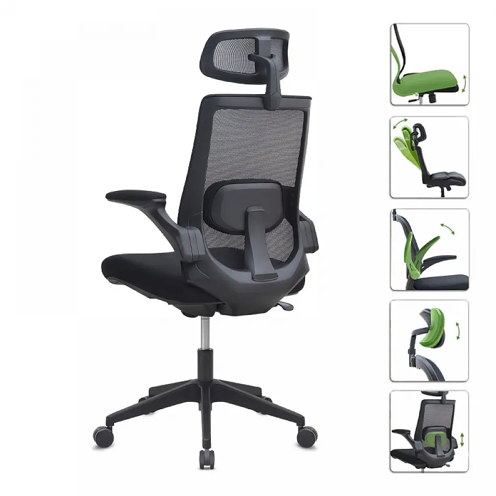 Καρέκλα γραφείου διευθυντική Belora Megapap με ύφασμα Mesh χρώμα μαύρο 63,5x62x117/127εκ. | GP040-0025,1