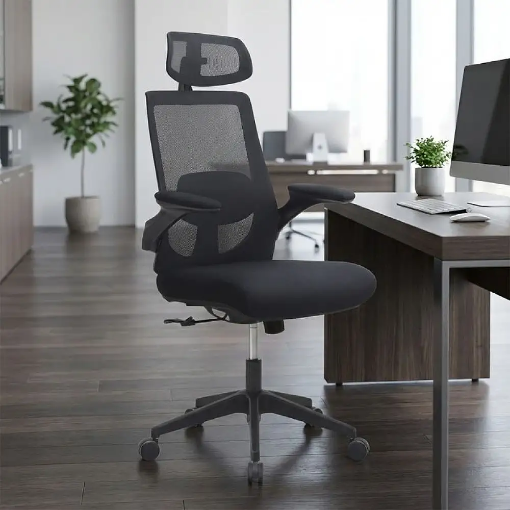 Καρέκλα γραφείου διευθυντική Belora Megapap με ύφασμα Mesh χρώμα μαύρο 63,5x62x117/127εκ. | GP040-0025,1