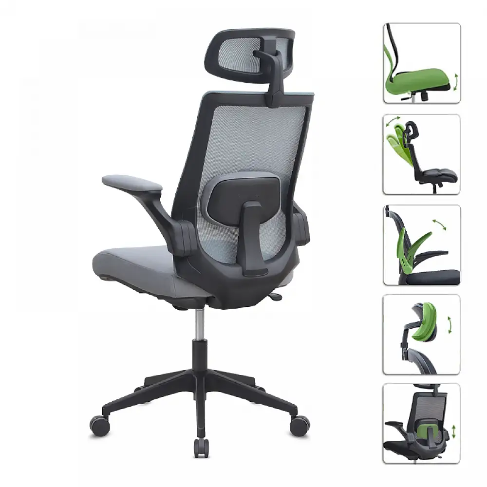 Καρέκλα γραφείου διευθυντική Belora Megapap με ύφασμα Mesh χρώμα γκρι 63,5x62x117/127εκ. | GP040-0025,2