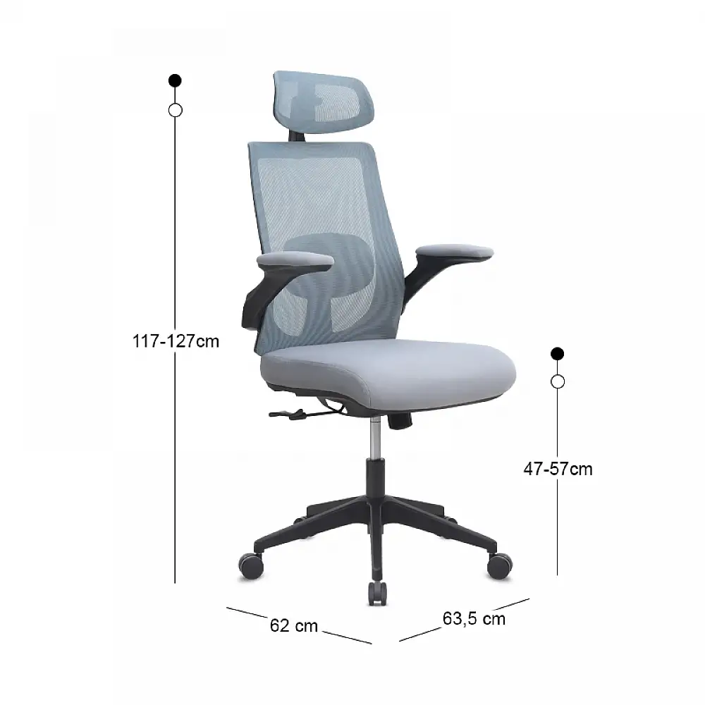 Καρέκλα γραφείου διευθυντική Belora Megapap με ύφασμα Mesh χρώμα γκρι 63,5x62x117/127εκ. | GP040-0025,2