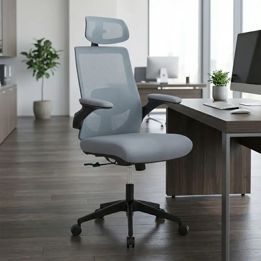 Καρέκλα γραφείου διευθυντική Belora Megapap με ύφασμα Mesh χρώμα γκρι 63,5x62x117/127εκ. | GP040-0025,2