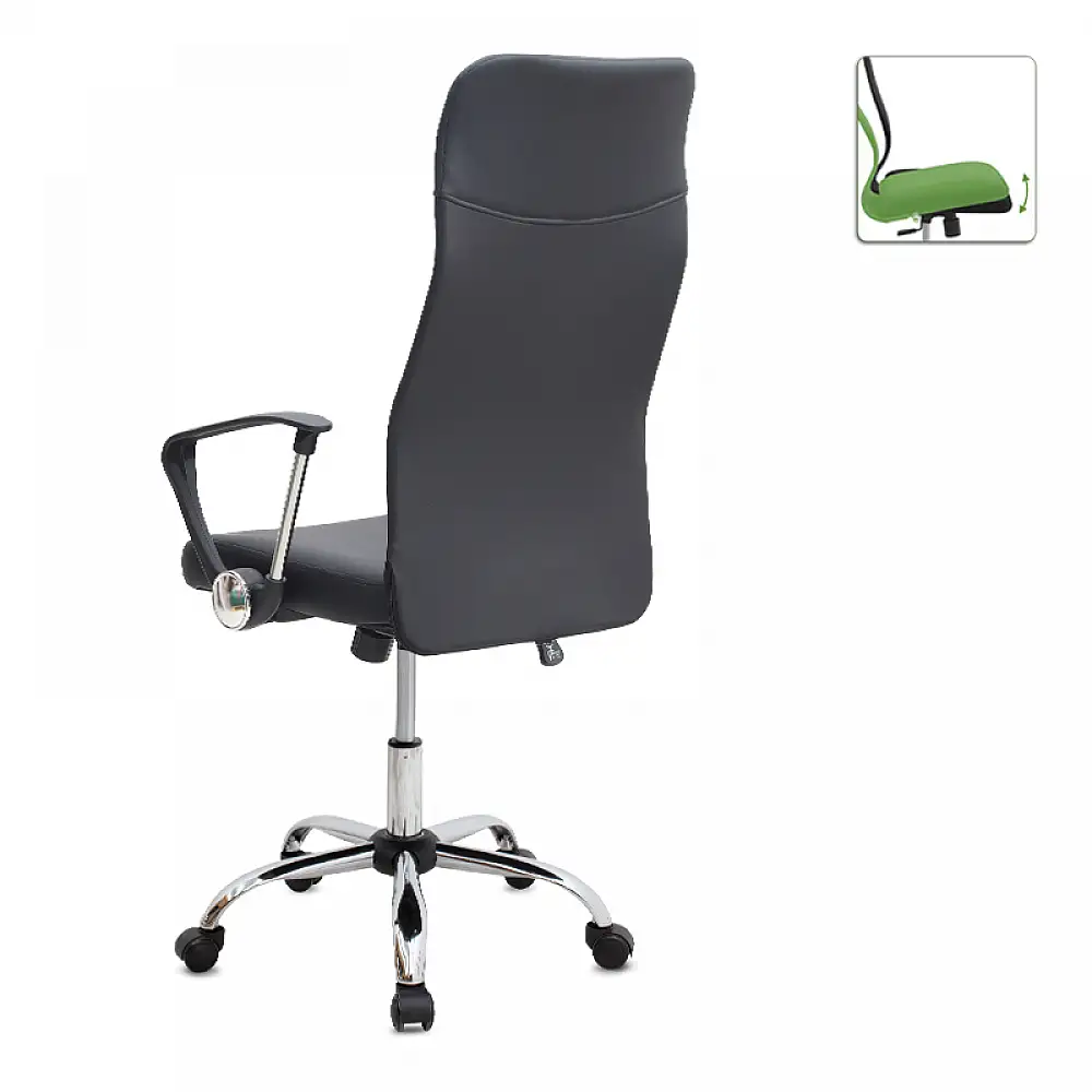 Καρέκλα γραφείου Novaro Megapap από τεχνόδερμα χρώμα μαύρο 61x68x111/121εκ. | GP040-0026,1