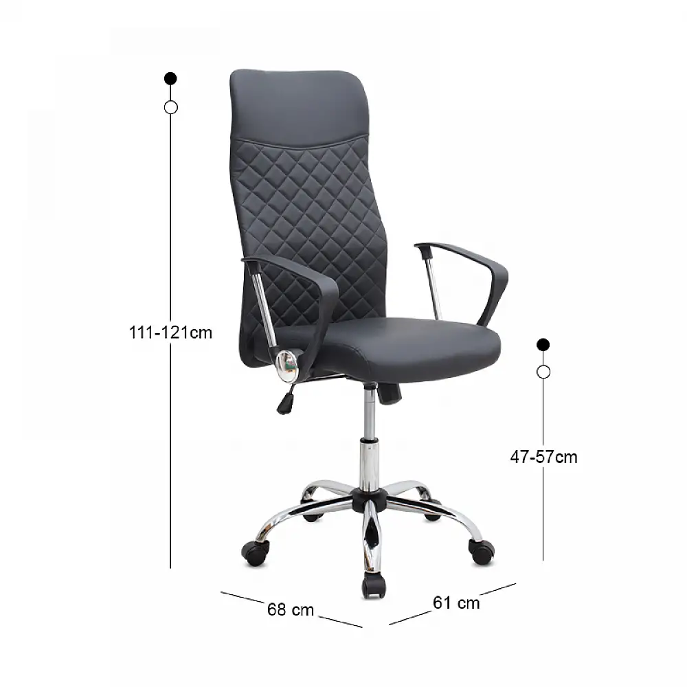 Καρέκλα γραφείου Novaro Megapap από τεχνόδερμα χρώμα μαύρο 61x68x111/121εκ. | GP040-0026,1