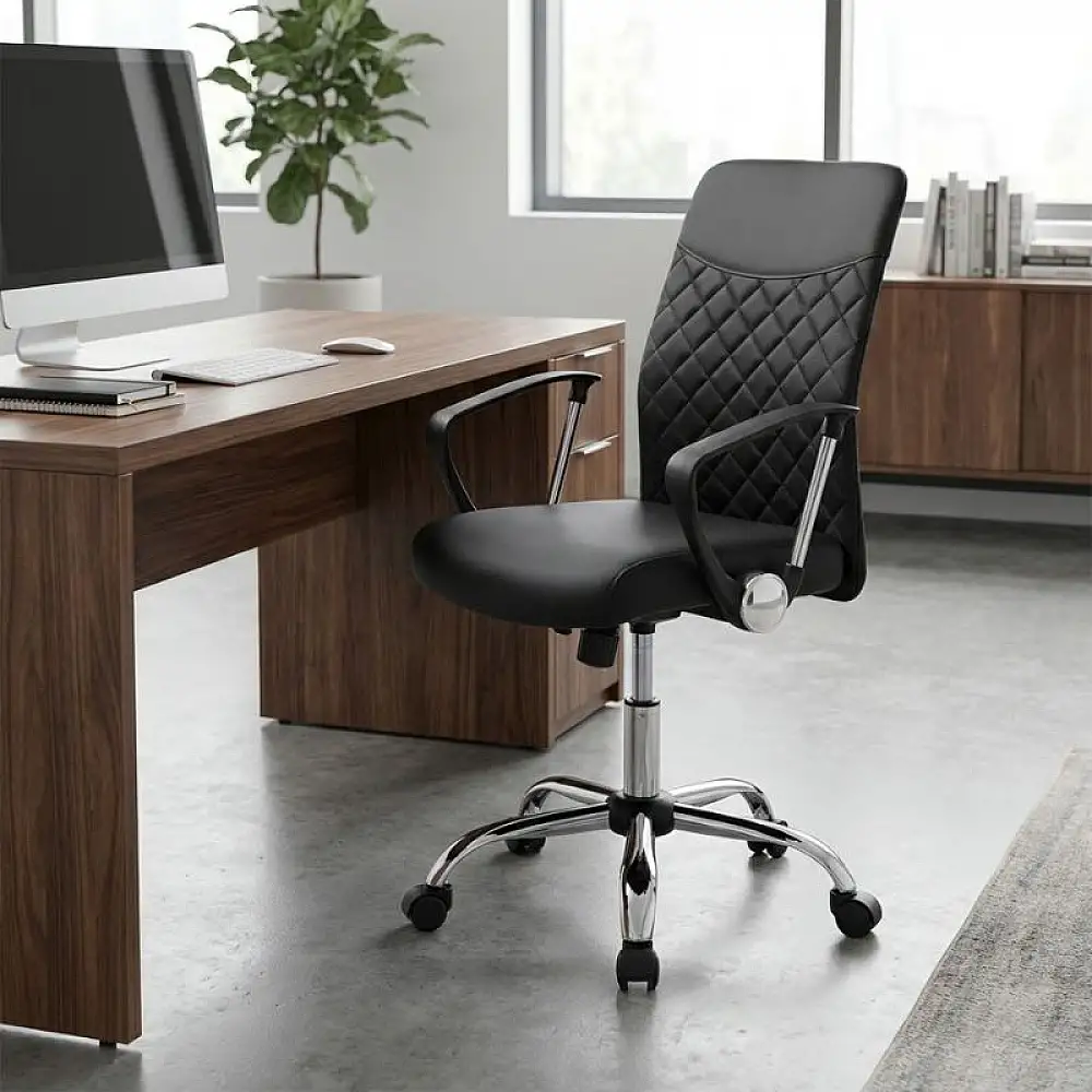 Καρέκλα γραφείου Avelon Megapap από τεχνόδερμα χρώμα μαύρο 60x56x94/103εκ. | GP040-0027,1