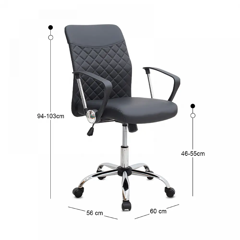 Καρέκλα γραφείου Avelon Megapap από τεχνόδερμα χρώμα μαύρο 60x56x94/103εκ. | GP040-0027,1