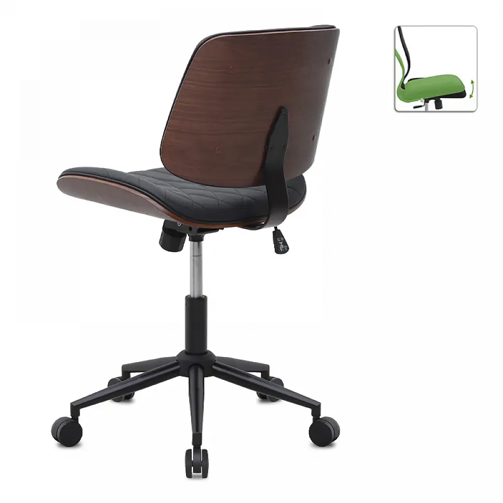 Καρέκλα γραφείου Corina Megapap από τεχνόδερμα χρώμα μαύρο 60x65x82/92εκ. | GP040-0028,1