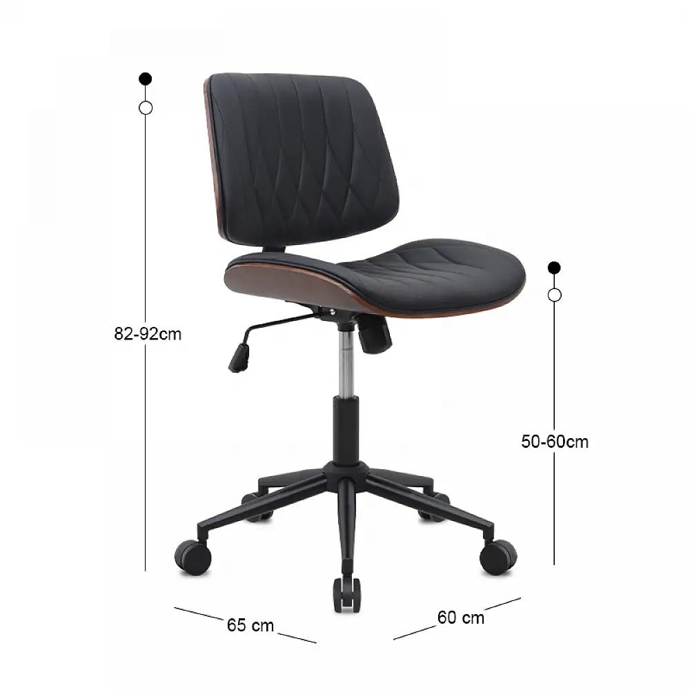 Καρέκλα γραφείου Corina Megapap από τεχνόδερμα χρώμα μαύρο 60x65x82/92εκ. | GP040-0028,1