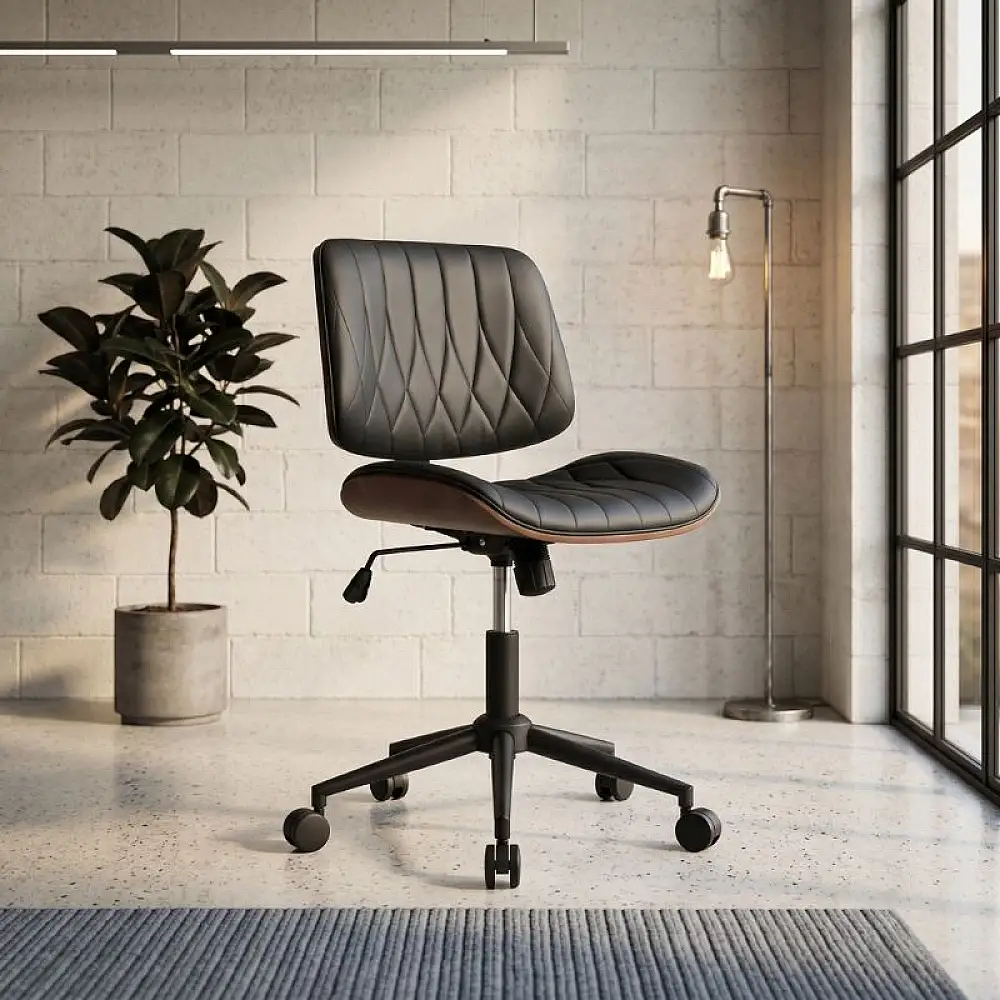 Καρέκλα γραφείου Corina Megapap από τεχνόδερμα χρώμα μαύρο 60x65x82/92εκ. | GP040-0028,1