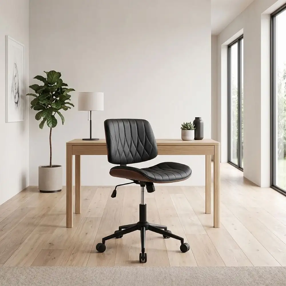 Καρέκλα γραφείου Corina Megapap από τεχνόδερμα χρώμα μαύρο 60x65x82/92εκ. | GP040-0028,1