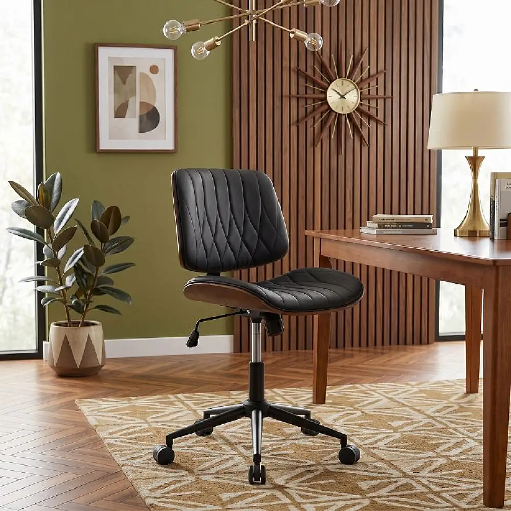 Καρέκλα γραφείου Corina Megapap από τεχνόδερμα χρώμα μαύρο 60x65x82/92εκ. | GP040-0028,1