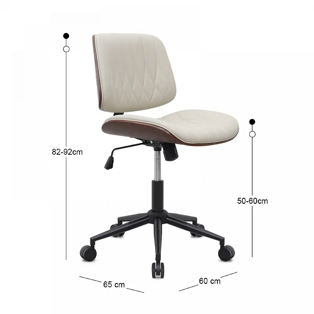 Καρέκλα γραφείου Corina Megapap από τεχνόδερμα χρώμα ανοιχτό μπεζ 60x65x82/92εκ. | GP040-0028,2