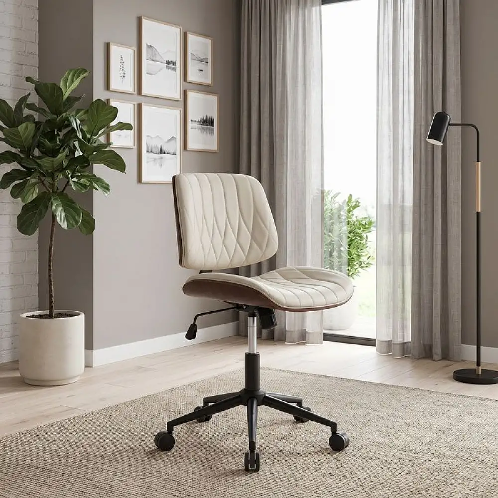 Καρέκλα γραφείου Corina Megapap από τεχνόδερμα χρώμα ανοιχτό μπεζ 60x65x82/92εκ. | GP040-0028,2