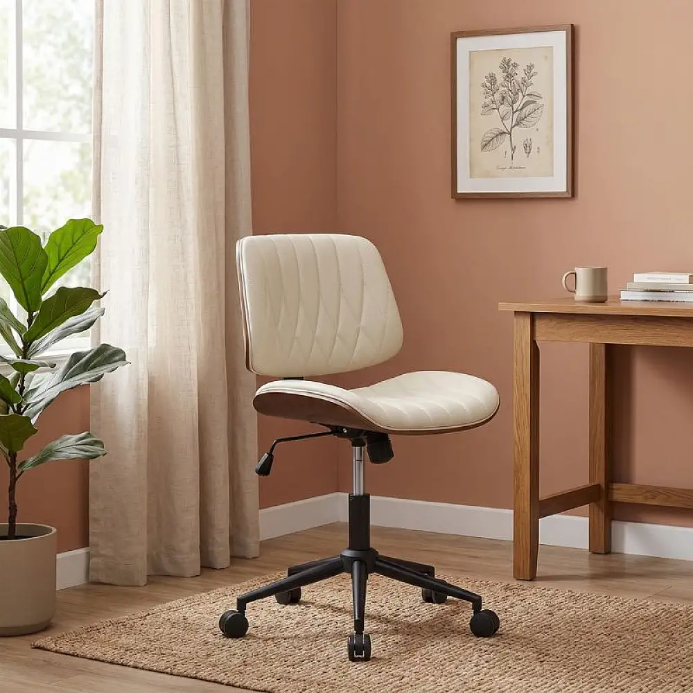 Καρέκλα γραφείου Corina Megapap από τεχνόδερμα χρώμα ανοιχτό μπεζ 60x65x82/92εκ. | GP040-0028,2