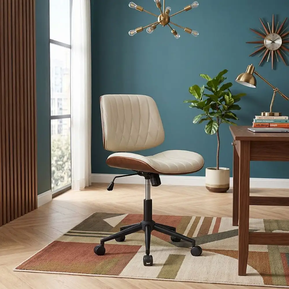 Καρέκλα γραφείου Corina Megapap από τεχνόδερμα χρώμα ανοιχτό μπεζ 60x65x82/92εκ. | GP040-0028,2