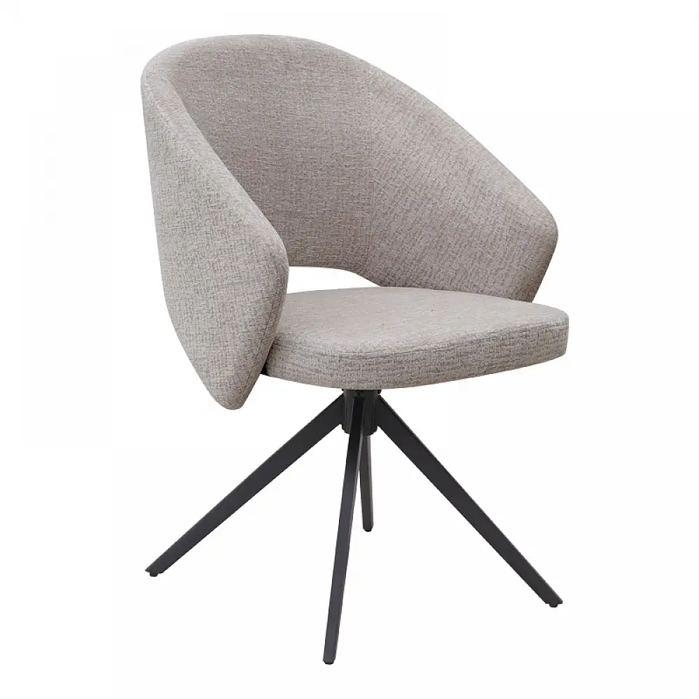 Πολυθρόνα τραπεζαρίας Milano Megapap περιστρεφόμενη χρώμα ανοιχτό μπεζ ύφασμα - μεταλλικό μαύρο πόδι 64x64x83εκ. | GP040-0029,1