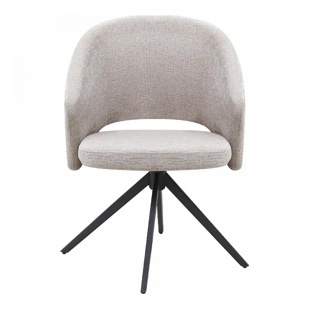 Πολυθρόνα τραπεζαρίας Milano Megapap περιστρεφόμενη χρώμα ανοιχτό μπεζ ύφασμα - μεταλλικό μαύρο πόδι 64x64x83εκ. | GP040-0029,1